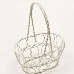 Panier Décoratif en Métal - Blanc