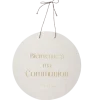 Panneau "Bienvenue à ma communion" - Diamètre 38 cm - Collection Communion Effet Lin et Or