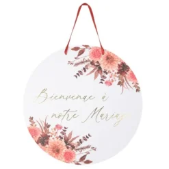 Panneau "Bienvenue à notre mariage" FSC® - Diamètre 38 cm - Collection Time to Disco