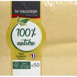 Paquet de 50 serviettes cocktail en papier biodégradable - 100% nature