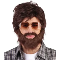 Perruque Barbe Moustache Châtain Homme