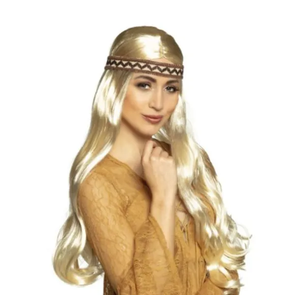 Perruque blonde avec bandeau - Hippie
