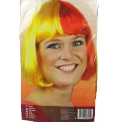 Perruque Cabaret Bicolore Jaune et Rouge