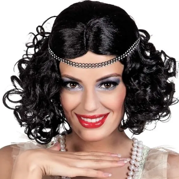 Perruque Charleston Femme Noire avec Bandeau