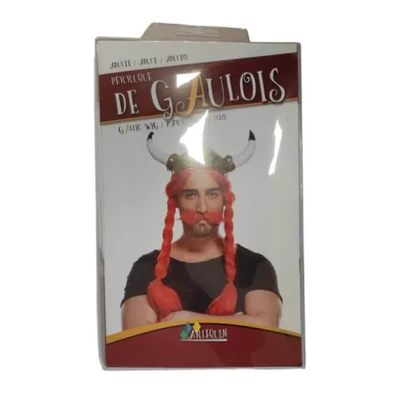 Perruque de Gaulois Rousse avec Moustache pour adulte