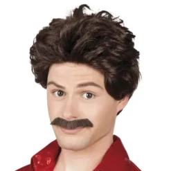 Perruque Homme avec Moustache - Brun