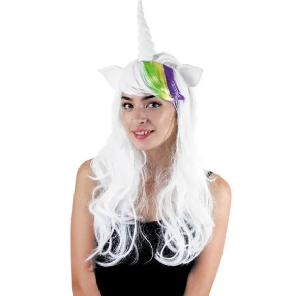 Perruque Licorne avec Frange Arc-en-Ciel