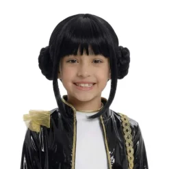 Perruque noire de Chanteuse KPop pour fille