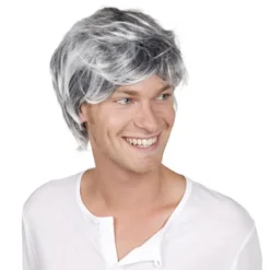 Perruque Poivre et Sel Coupe Courte Homme