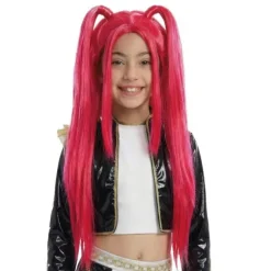 Perruque rose de Chanteuse KPop pour fille