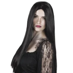 Perruque Sorcière Cheveux Longs Noirs