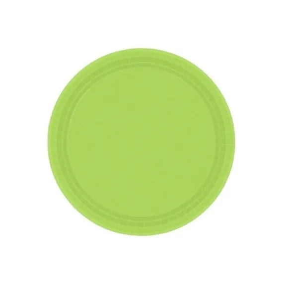 8 Petites Assiettes en Carton Vertes Kiwi - 18 cm