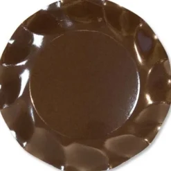 Petites Assiettes Vagues Rondes en Carton Chocolat