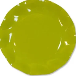 Petites Assiettes Vagues Rondes en Carton Vert Anis