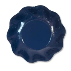 Petites Assiettes Vagues Rondes en Carton Navy Bleu