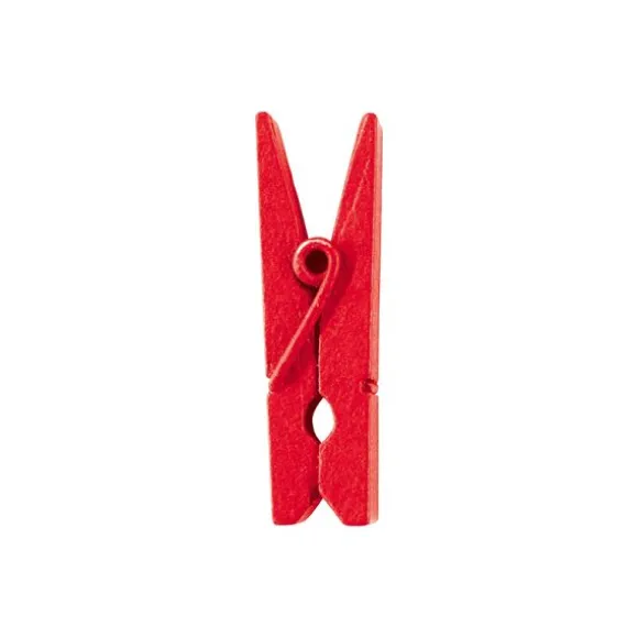 12 Petites Pinces en Bois - Rouge
