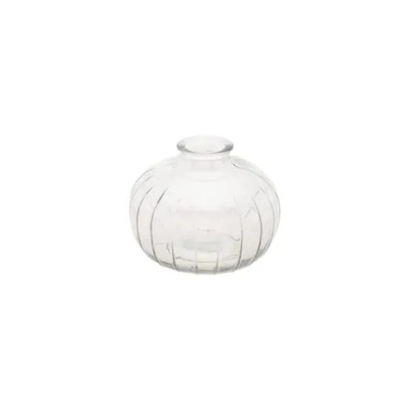 Petit vase en verre avec cannage naturel