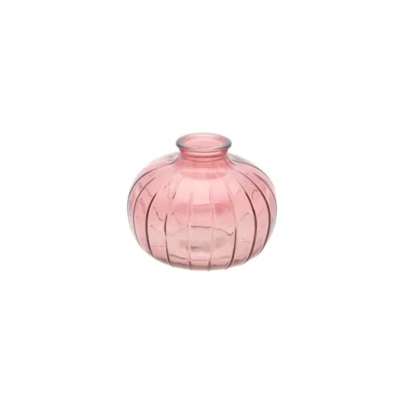 Petit vase en verre avec cannage naturel