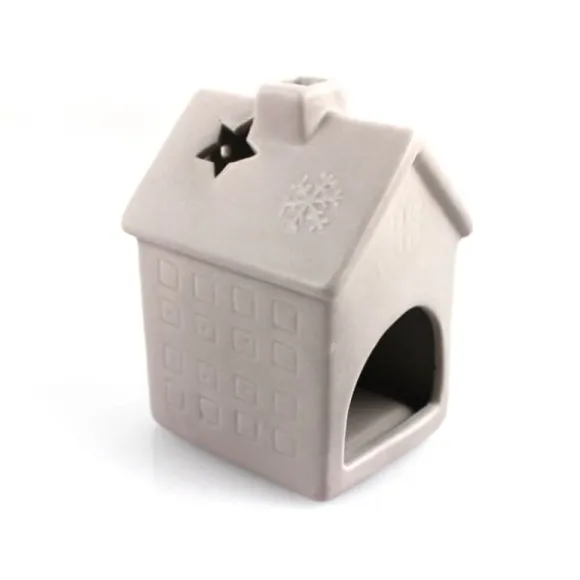 Photophore en céramique - Petite maison grise