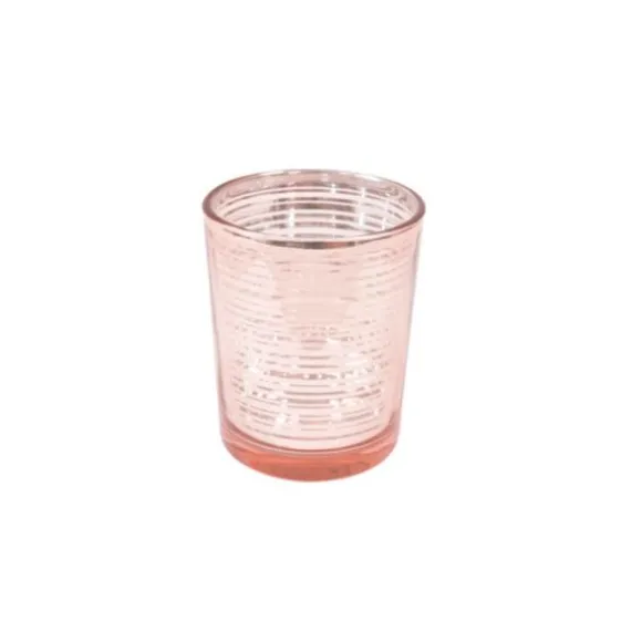 Photophore en verre à rayures - Rose Gold - 6,8 cm
