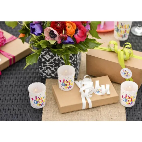 Photophore "Joyeux Anniversaire" festif - Multicolore