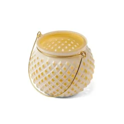 Photophore nid d'abeille avec anse - Jaune