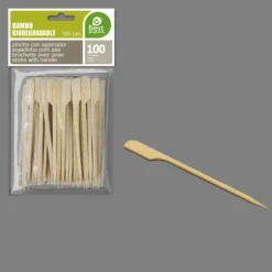 100 pics apéritifs en bois de bambou avec manche - 10,5 cm