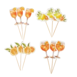 12 pics en bois - 9,5 cm - Collection Fizz Agrume