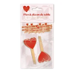 12 pics et 20 décorations de table à parsemer - Saint-Valentin - Collection Chéri Chérie