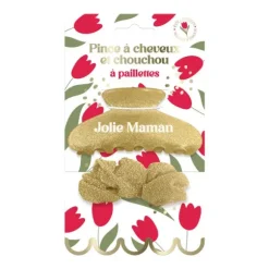 Pince à cheveux et chouchou à paillettes - Collection Maman d'Amour