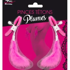 Pinces Tétons Plumes - Fuchsia