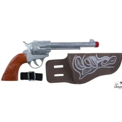 Pistolet avec cartouchière de cow-boy - 28 cm
