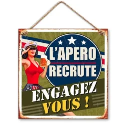 Plaque métal "L'Apéro recrute : Engagez-vous !