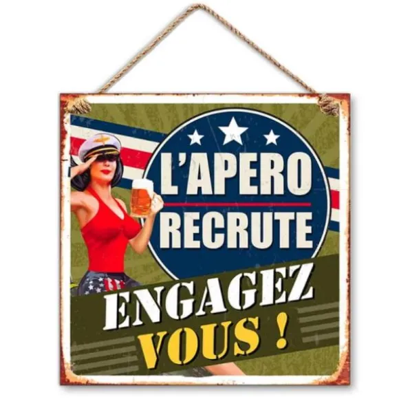 Plaque métal "L'Apéro recrute : Engagez-vous !