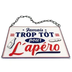Plaque métallique "Jamais trop tôt pour l'apéro" - Collection Claquettes Chaussettes