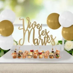 Plateau apéritif avec accroches pour ballons - Collection Vive les Mariés