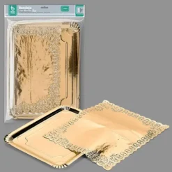Plateau rectangulaire avec dentelle doré - 31 x 38 cm
