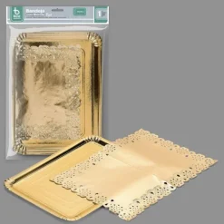 Plateau rectangulaire avec dentelle doré - 34 x 25 cm