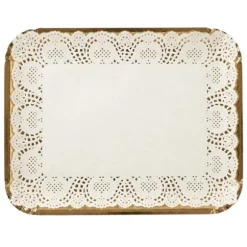 5 plateaux rectangulaires avec dentelle en carton - 31 x 41 cm - Couleur au choix