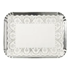 5 plateaux rectangulaires avec dentelle en carton - 22 x 30 cm - Couleur au choix