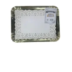 5 plateaux rectangulaires avec bordure bombée et napperons - 30 x 40 cm - Couleur au choix