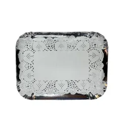 5 plateaux rectangulaires avec bordure bombée et napperons - 30 x 40 cm - Couleur au choix