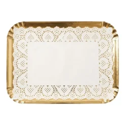 5 plateaux ronds avec dentelle en carton - Diamètre 30 cm - Couleur au choix