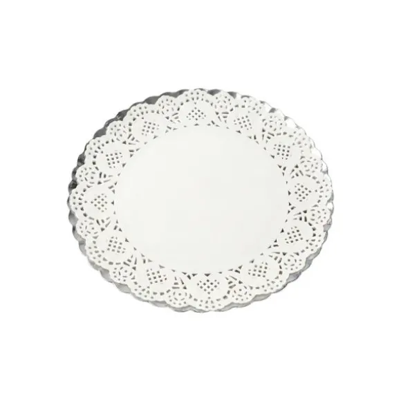 5 plateaux ronds avec dentelle en carton - Diamètre 30 cm - Couleur au choix