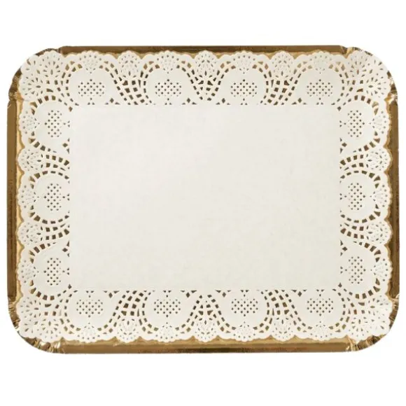 5 plateaux ronds avec dentelle en carton - Diamètre 30 cm - Couleur au choix