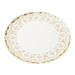 5 plateaux ronds avec dentelle en carton - Diamètre 30 cm - Couleur au choix