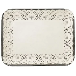 5 plateaux ronds avec dentelle en carton - Diamètre 30 cm - Couleur au choix