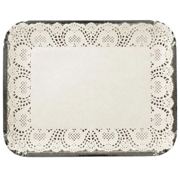 5 plateaux ronds avec dentelle en carton - Diamètre 30 cm - Couleur au choix