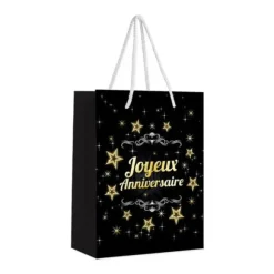 Pochette cadeau dorée - Joyeux Anniversaire - Modèle Grand