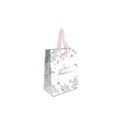 Pochette cadeau - Joyeux Anniversaire avec fleurs - Modèle Mini